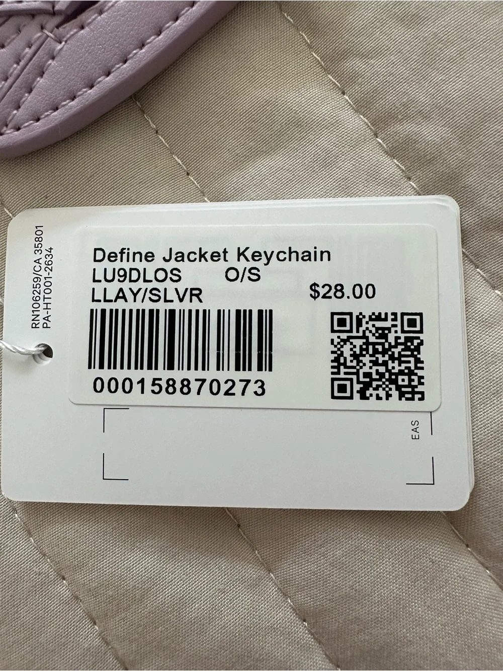 lululemon athletica Lavender Mini Jacket Keyring
